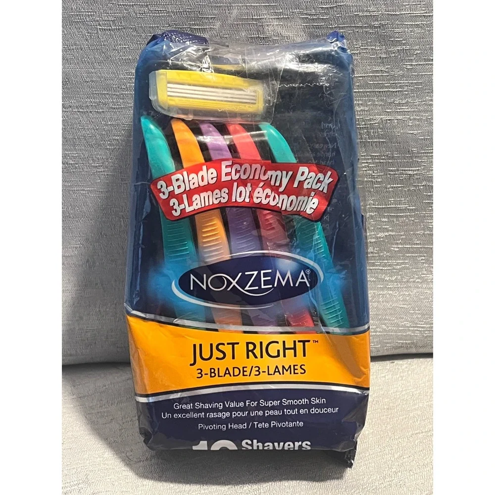 Noxzema Just Right 3-Blade Disposable Razors 10 Count Economy Pack Pivoting Head